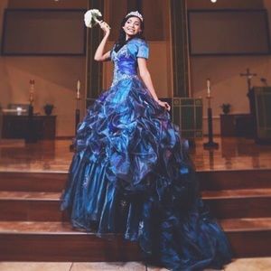 Teal quinceañera dress